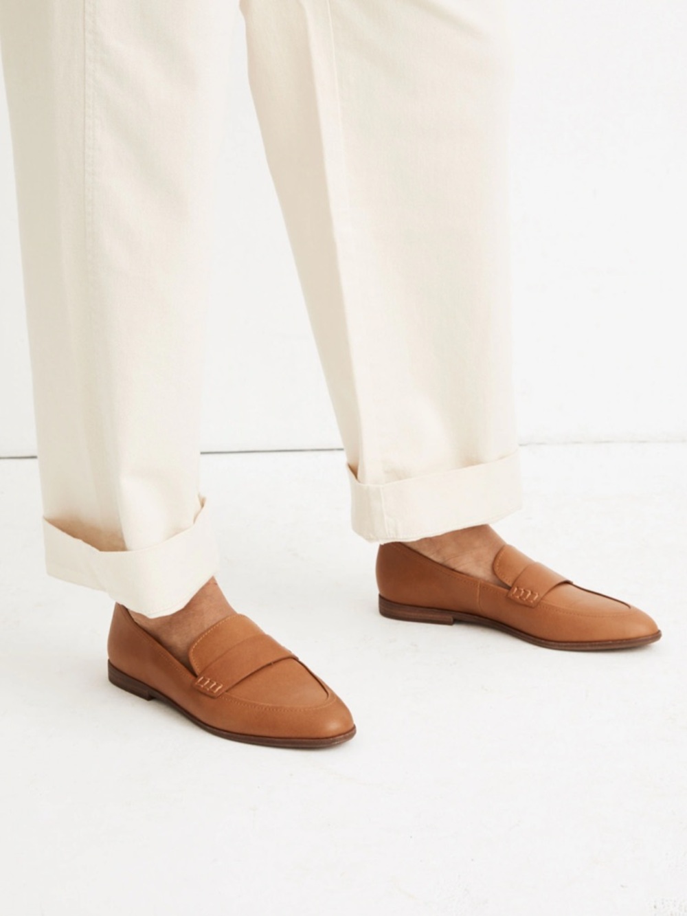 Madewell Tan Leather Penny Loafers